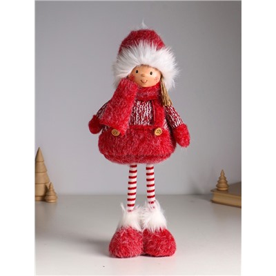 Интерьерная кукла текстильная «Малышка в бело-красном наряде», 20×11×43 см