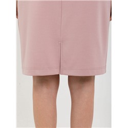 Платье трикотажное розовое с брошкой