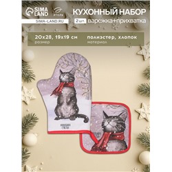 Кухонный набор «Этель. Волшебного счастья»: прихватка 19×19 см, варежка-прихватка 20×28 см
