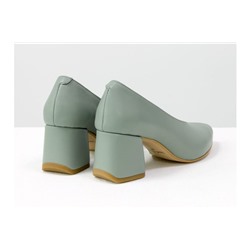 Дизайнерские туфли перчатки (glove shoes) на невысоком обтяжном каблуке, выполнены из натуральной итальянской кожи серо-голубого цвета, Новая Коллекция от Gino Figini, Т-2050-07