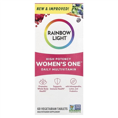 Rainbow Light, Women's One™, ежедневная мультивитаминная добавка для женщин, высокая эффективность, 60 вегетарианских таблеток