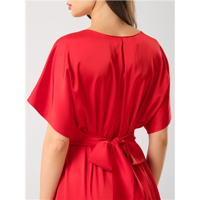 Платье нарядное красное с широким поясом