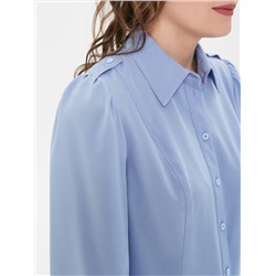 Блузка василькового цвета с длинными рукавами