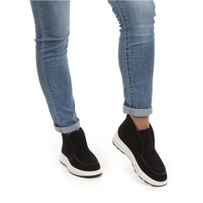 01-5280-5 BLACK Ботинки демисезонные женские (натуральная замша, байка)