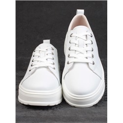 05-PDD200-1 WHITE Кроссовки женские (натуральная кожа)