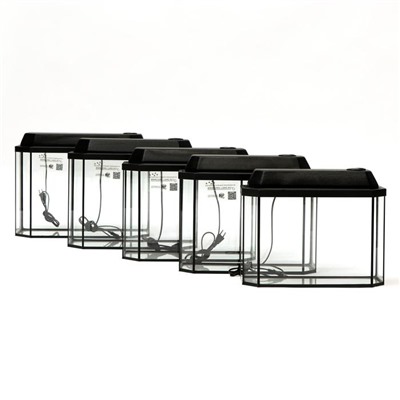 Комплект аквариумов «Матрешка» - 5 шт., Панорамные с крышками, 15 л, 20 л, 25 л, 30 л, 40 л