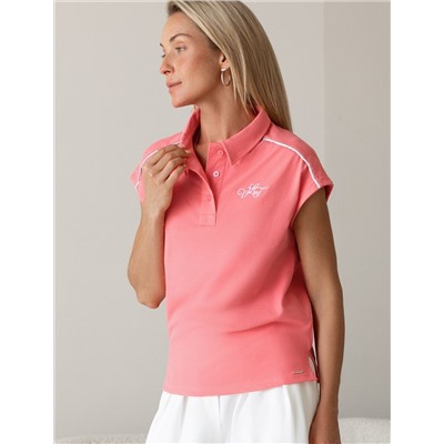 Футболка-поло из фактурного трикотажа