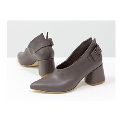 Дизайнерские туфли перчатки (glove shoes) с ремешком, на невысоком обтяжном каблуке, выполнены из натуральной итальянской кожи грязно-сиреневого цвета, Новая Коллекция от Gino Figini, Т-2056-02