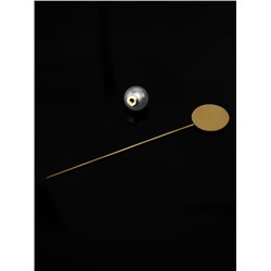 Основа «Брошь-игла» с бусиной d=1 см (набор 5 шт.), L=7.5 см, площадка 1.5 см, цвет золото