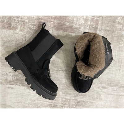 998 Fashion A9919-МП/Z Ботинки женские чер иск велюр, подклад нат шерсть