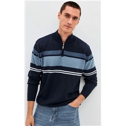 Джемпер мужской с воротником на молнии P221-15-1748 сине-голубой