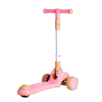 Самокат 3-х колесный SCOOTER Super car / ZR-758 /уп 8/ розовый металлик