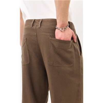 Брюки льняные мужские F111-0851 светло-коричневые