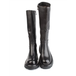 02-FJ725-1M BLACK Сапоги зимние женские (натуральная кожа, байка, натуральный мех)