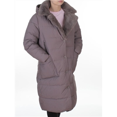 8806 GRAY/LILAC Пальто зимнее женское (200 гр. холлофайбер)