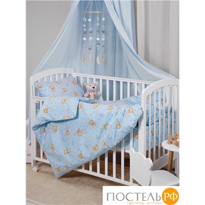 DAILY by T МИШКИ голуб КПБ 112х147-1/110х150-1/40х60-1, 3 пр., хл.