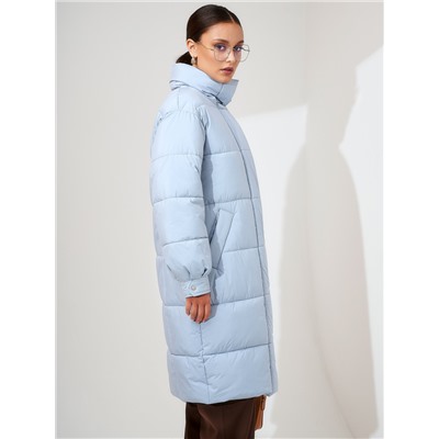 Пуховик женский серо-голубой