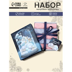 Махровые полотенца «Этель. Волшебного года», 30×30 см - 5 шт., хлопок 100%