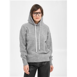 Джемпер вязаный тёмно-серый с капюшоном