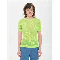 Джемпер вязаный лимонного цвета с короткими рукавами