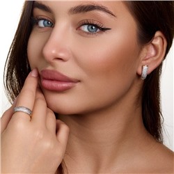 Комплект ювелирной бижутерии коллекция "Дубай" серьги и кольцо 16 р, покрытие позолота, вставка: цирконы, цвет: прозрачный, арт.414.652-16