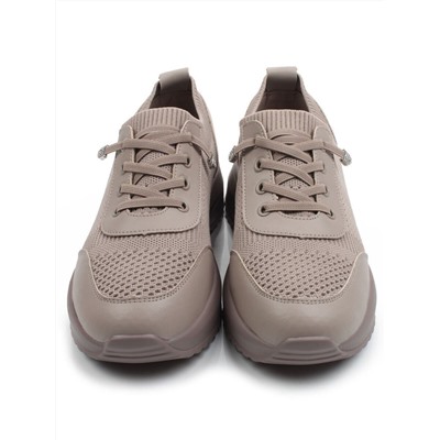 03-A629-5 DK. BEIGE Кроссовки-носки "Снокеры" женские (натуральная кожа, текстиль)