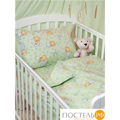 DAILY by T МИШКИ зелен КПБ 112х147-1/110х150-1/40х60-1, 3 пр., хл.