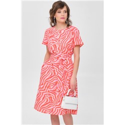 Платье коралловое с коротким рукавом