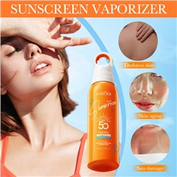 Солнцезащитный спрей для лица и тела с круглым распылителем SPF50 SADOER, 150 мл.