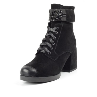 04-XR135-1 BLACK Ботинки зимние женские (натуральная замша, натуральный мех)