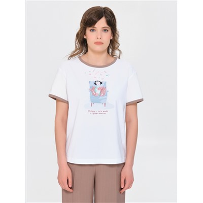 Футболка оверсайз белая с принтом