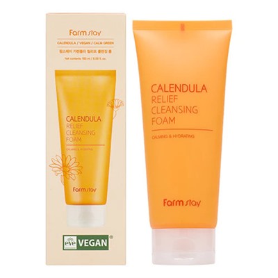 Успокаивающая пенка для умывания с экстрактом календулы Calendula Relief Cleansing Foam 180мл