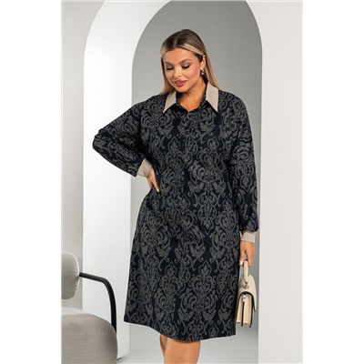 Платье А-303 синий на сером