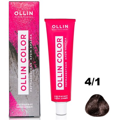 OLLIN COLOR Перманентная крем-краска для волос 4/1 шатен пепельный 60 мл