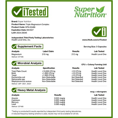 Super Nutrition, комплекс с магнием тройного действия, 90 растительных капсул