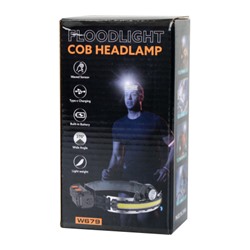 Фонарь налобный спортивный COMIRON O'HEAD FLOODLIGHT ABS, IPX5 свет COB 400lm аккум 18650 3.7V 2000 mAh USB Type-C индикатор /уп /50/100/