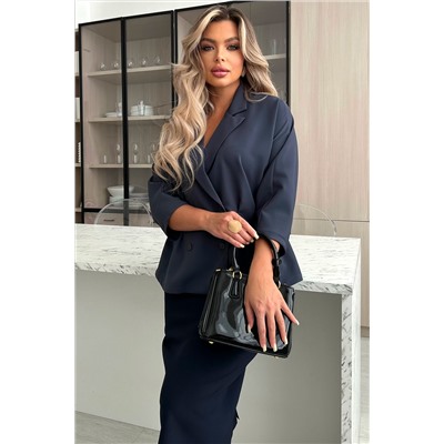 Жакет серо-синий с укороченными рукавами Юджини №3