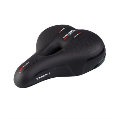 Седло велосипедное комфортное COMIRON YALTA C036 255x190, Технологии: ED, Эластомер, Верх: PU с пресс. принтом, Цвет: Чёрный+Красный/ АКЦИЯ /уп 20/