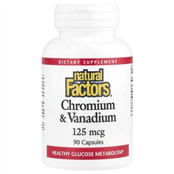 Natural Factors, хром и ванадий, 125 мкг, 90 капсул