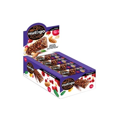 «Nut&Go», батончик Миндаль, арахис, клюква, 36 г (упаковка 18 шт)