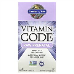 Garden of Life, Vitamin Code®, RAW Prenatal ™, 180 вегетарианских капсул