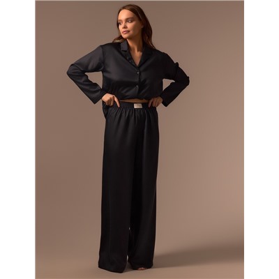 Пижама женская (рубашка, брюки) SL HOME Tensel Home, чёрная