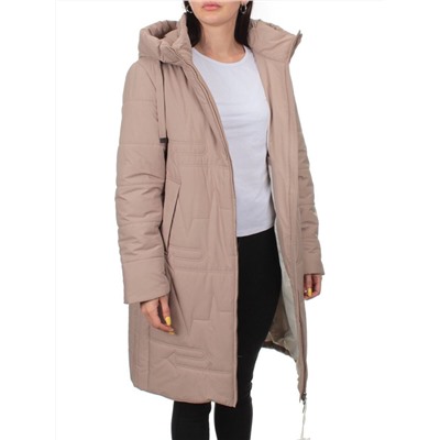 1073 DK. BEIGE Пальто зимнее облегченное женское (холлофайбер 150 гр.)