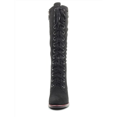 02-XR194-1 BLACK Сапоги женские (натуральная замша, натуральный мех (евромех))