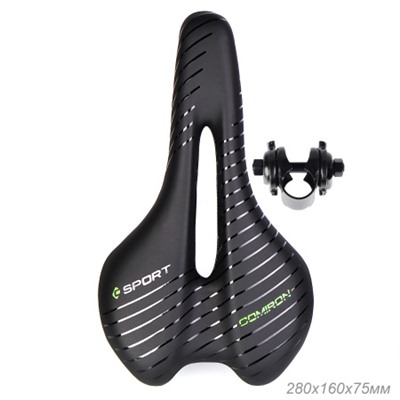 Седло велосипедное MTB COMIRON POGACAR N846 280X160, Технологии: DW, ED. Верх: PU принтованный глянец/Цвет: Чёрный+Жёлтый /уп 30/