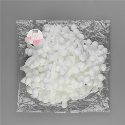 Тесьма декоративная с помпонами, 25±5 мм, 8±0.5 м, белая