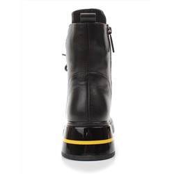 01-P514-3 BLACK/YELLOW Ботинки демисезонные женские (натуральная кожа, байка)