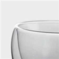 Кружка с двойными стенками Magistro «Лиди. Дуо», 200 мл, 12×9.5×6.5 см, стекло, прозрачная