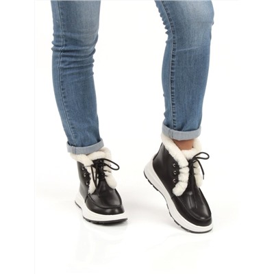 11-P5 BLACK Ботинки зимние женские (натуральная кожа, нат. мех и шерсть)