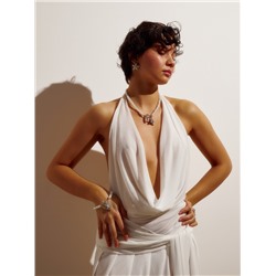 Кулон на шнурке «Ракушка», бело-серебристый